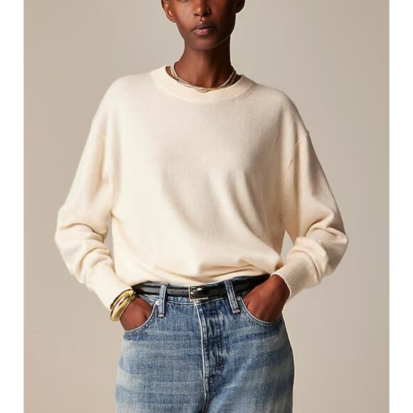 J. Crew Cashmere Relaxed Crewneck Sweater Soft Luxury Casual Wardrobe S New